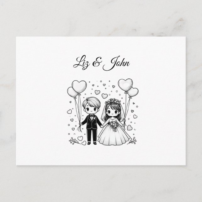 Postal Una pareja de bodas de corte personalizado (Anverso)
