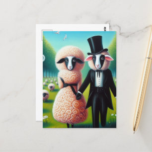 Postal Una pareja de ovejas ricas