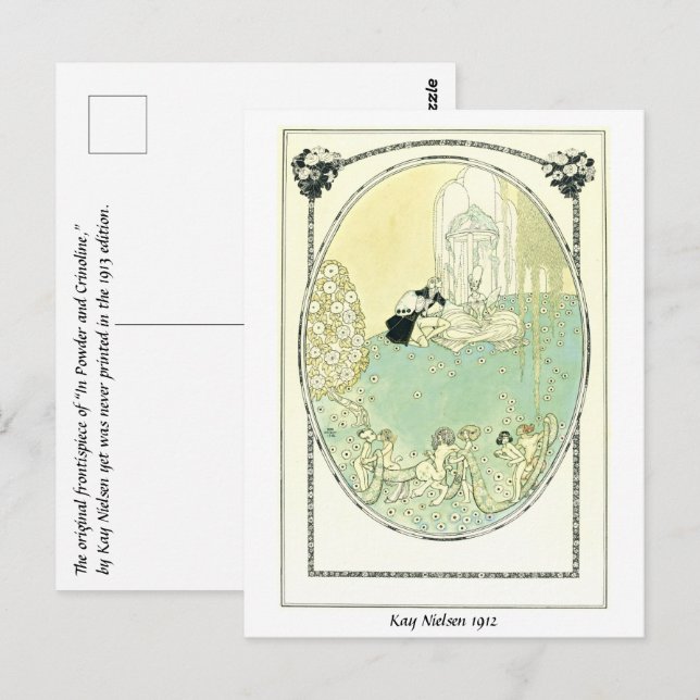 Postal Una pareja de renacidos y divertidas faunes bailan (Anverso / Reverso)