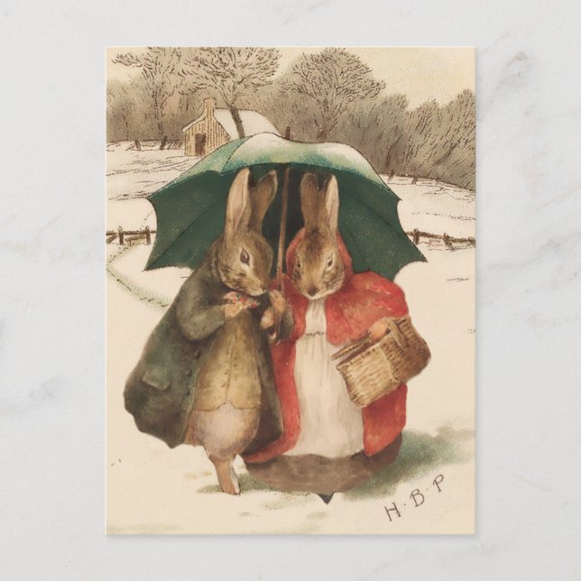 Postal “Una pareja feliz” de Beatrix Potter (Anverso)