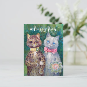 Postal Una pareja feliz   Louis Wain  