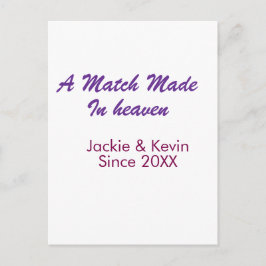 Postal Una pareja hecha en el cielo púrpura malva desde e