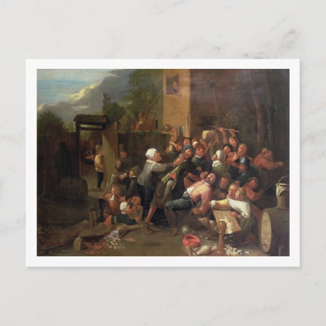 Postal Una pelea afuera de una taberna (Anverso)