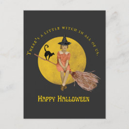 Postal Una Pequeña Bruja En Todos Los Halloween De Ee.Uu.
