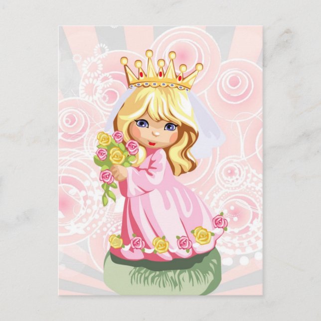 Postal Una pequeña princesa rubia cortada con corona (Anverso)