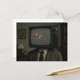 Postal Una persona de televisión de pez dorado