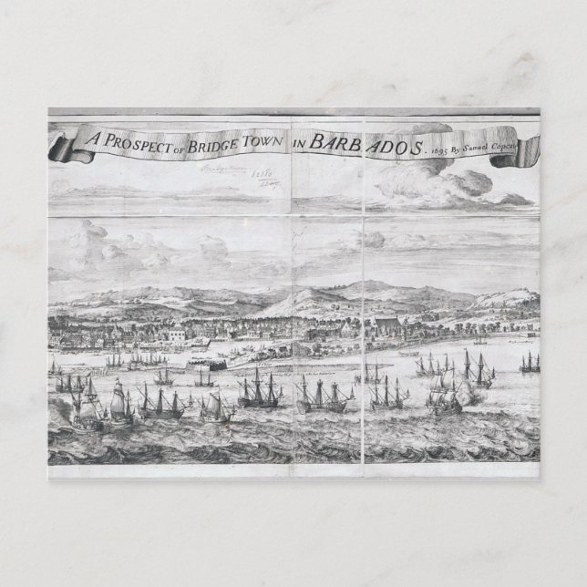 Postal Una perspectiva de Bridge Town en Barbados (Anverso)