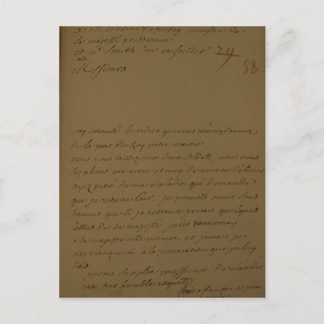 Postal Una petición para ser liberada de prisión (Anverso)