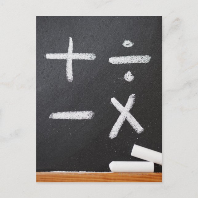 Postal Una pizarra con símbolos matemáticos (Anverso)