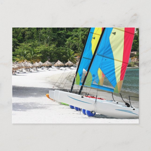 Postal Una playa de arena en la isla de Santa Lucía (Anverso)