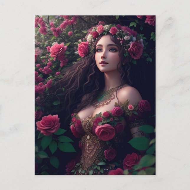 Postal Una princesa en los rosas (Anverso)