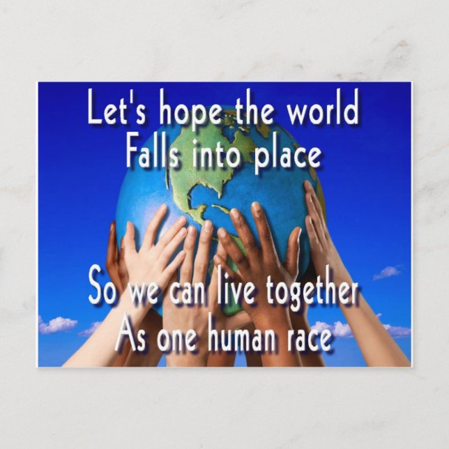 Postal Una raza humana (Anverso)