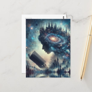 Postal Una Reina de cuento de hadas leyendo