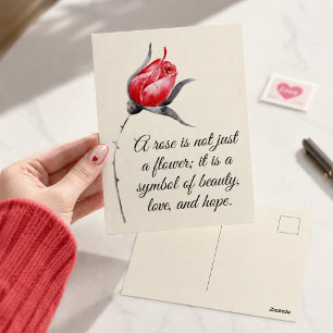 Postal Una rosa no es solo una flor Cita inspiradora