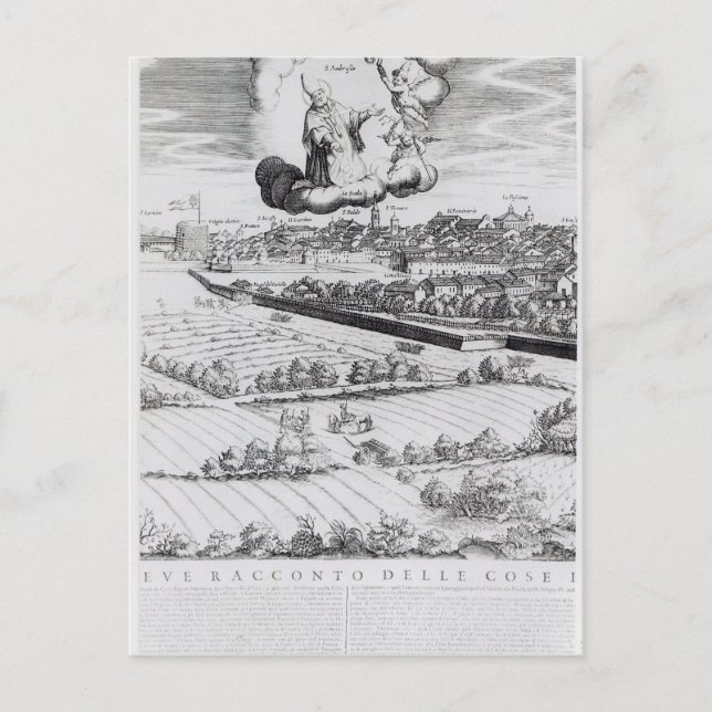 Postal Una sección de un mapa de Milán, 1640 (Anverso)