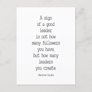 Postal Una señal de un buen líder, cita de Mahatma Gandhi