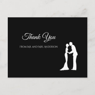 Postal Una simple boda blanca y negra elegante gracias