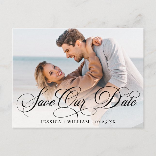 Postal Una simple boda elegante salva la foto de la fecha (Anverso)