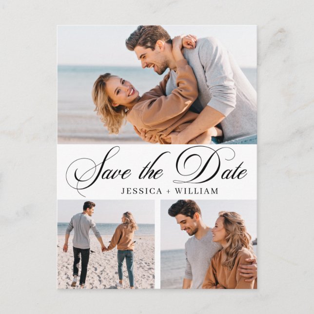 Postal Una simple boda elegante salva la foto de la fecha (Anverso)