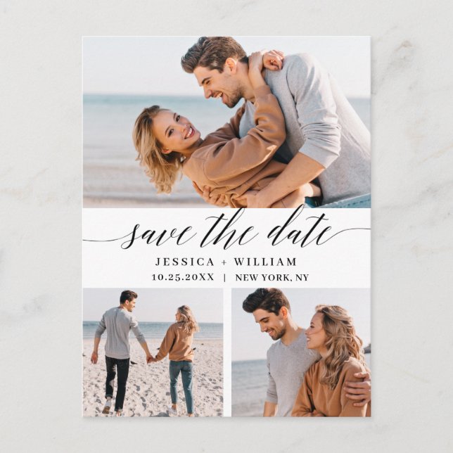 Postal Una simple boda elegante salva la foto de la fecha (Anverso)