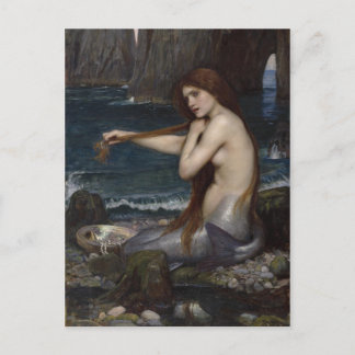 Postal Una sirena de John William Waterhouse