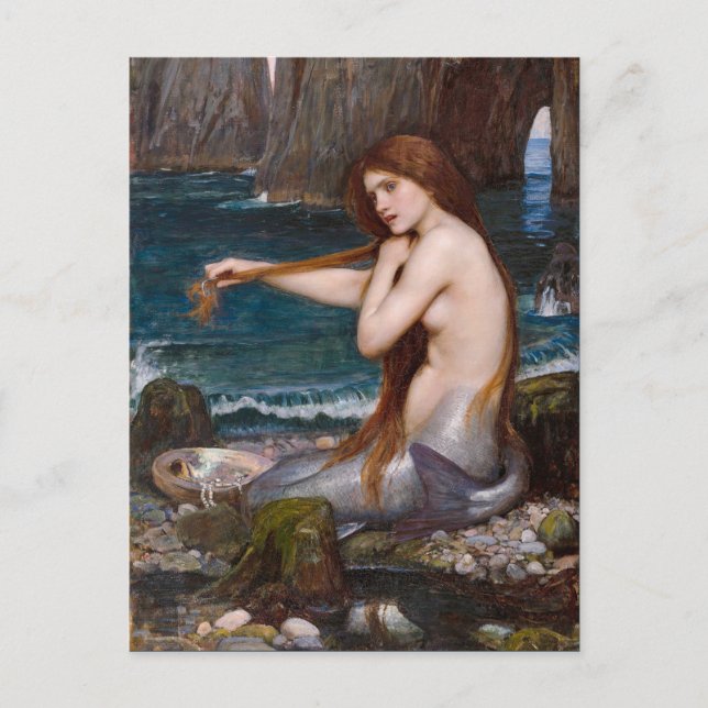 Postal Una sirena de John William Waterhouse 1900 CC1005 (Anverso)