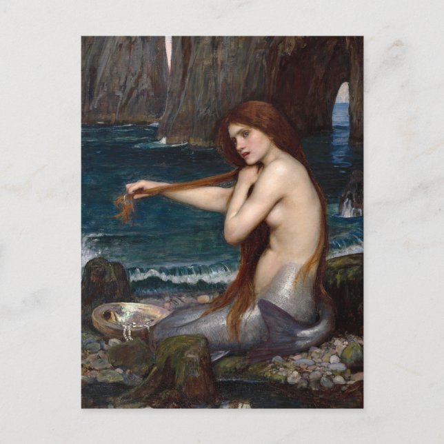 Postal Una sirena | John William Waterhouse (Anverso)