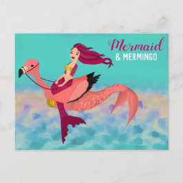 Postal Una sirena muy divertida y un Ilustracion Mermingo