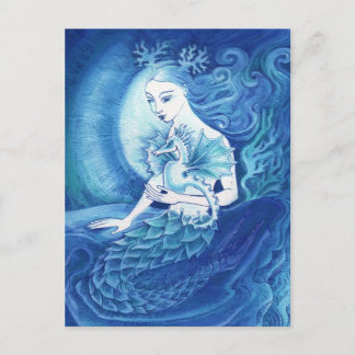 Postal Una sirena y su caballito de mar