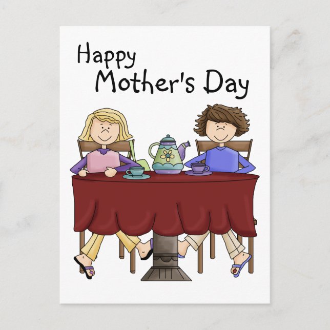 Postal Una taza de té para mi mamá - modificada para (Anverso)