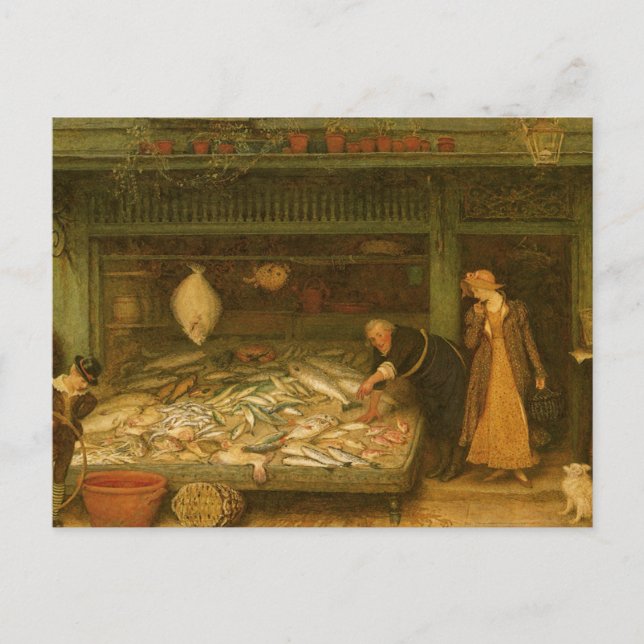 Postal Una tienda de pescadores por Frederick Walker (Anverso)
