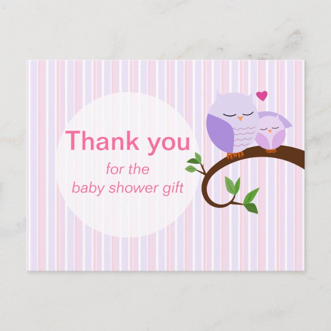 Postal Una Toma De Baby Shower Purple Gracias Postcard (Anverso)
