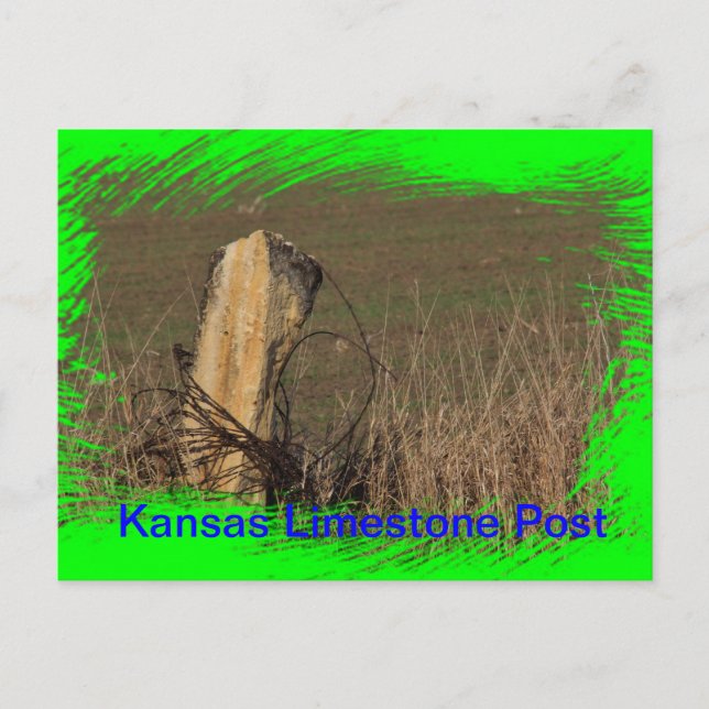 Postal ¡Una toma de cerca de Kansas Limestone Post en una (Anverso)