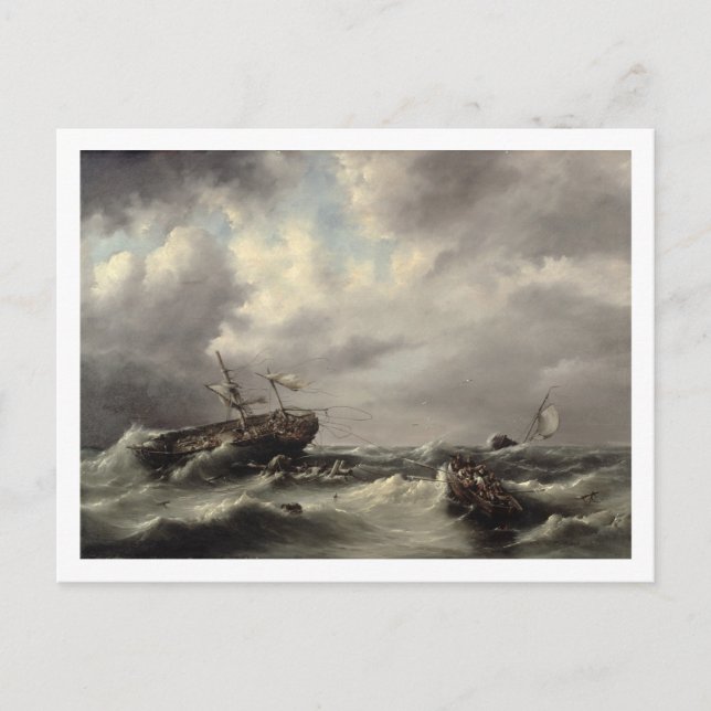 Postal Una tormenta en el mar (petróleo en el panel) (Anverso)