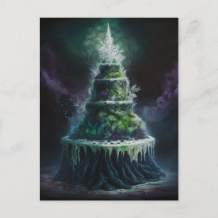 Postal Una torta de harina humeante y puntiaguda