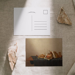 Postal Una Vanitas con libros y calavera   Gerrit van Vuc