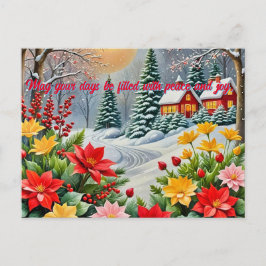 Postal Una vibrante carta de Navidades del jardín de flor