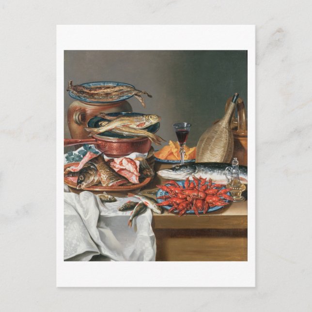 Postal Una vida fija de peces, truchas y langostas, 1 (Anverso)