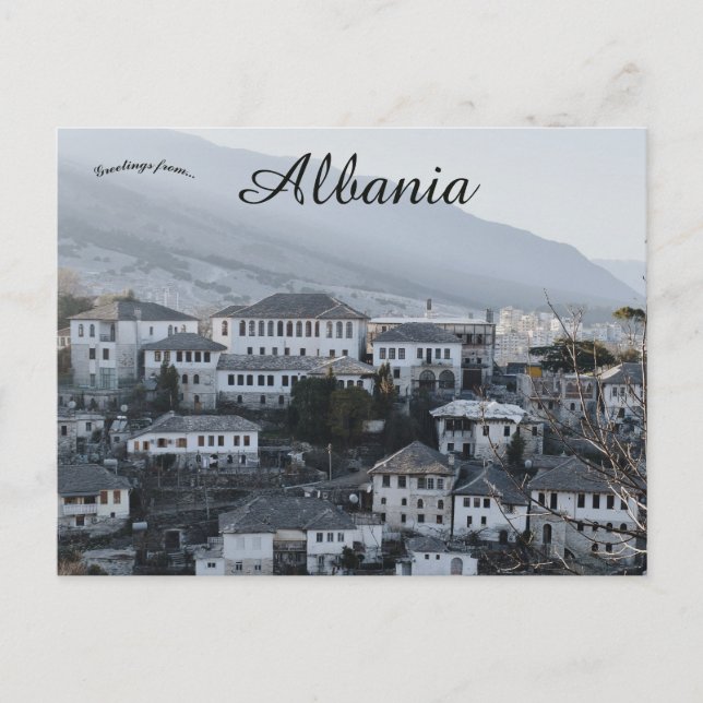 Postal Una visión de la Albania de Gjirokaster (Anverso)