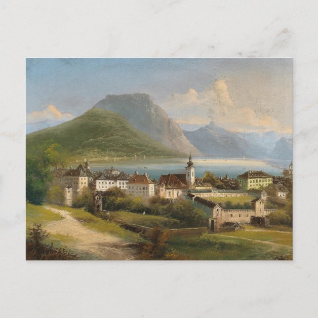 Postal Una vista de Gmunden | Johann Wilhelm Jankowsky (Anverso)