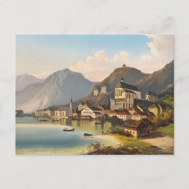 Postal Una vista de Hallstatt | Johann Wilhelm Jankowsky (Anverso)