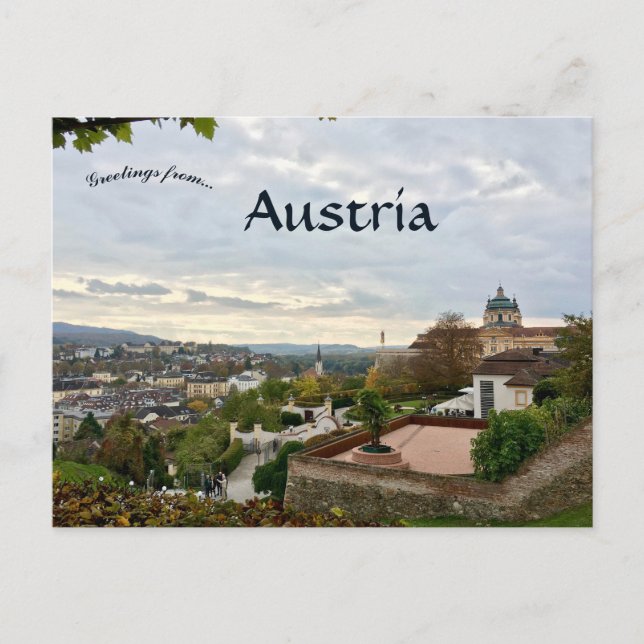 Postal Una vista de la Austria de Melk (Anverso)