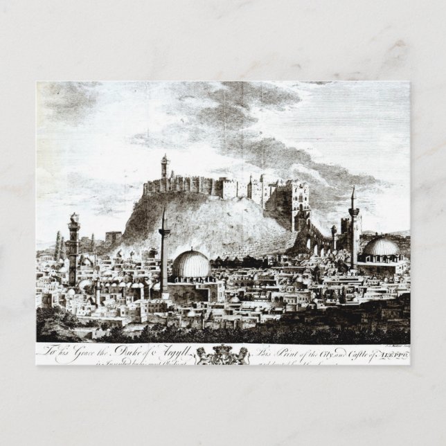Postal Una vista de la ciudad y del castillo de Alepo, (Anverso)