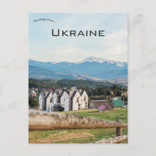 Postal Una vista de una ciudad en Yablunytsya Ucrania