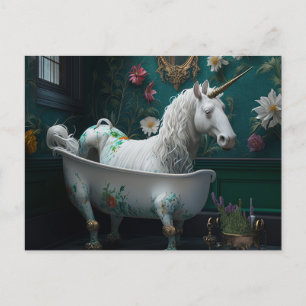Postal Una vista extraña en el baño Unicorn
