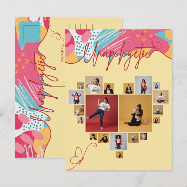 Postal Unapologetic Personalized Feminine Photo Collage (Anverso / Reverso)