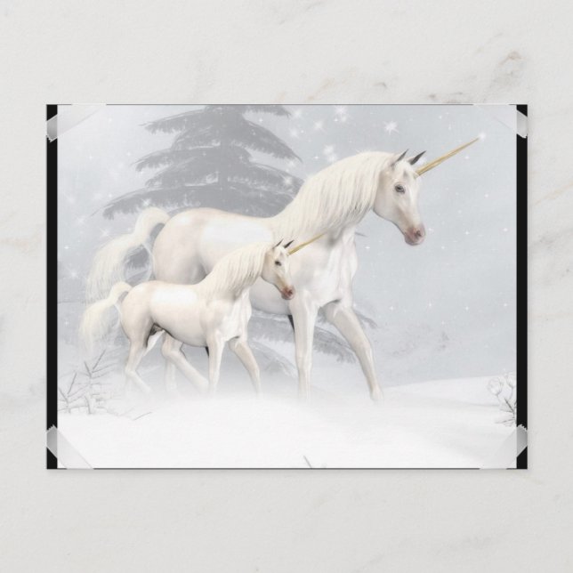 Postal Unas Unicornios Cuestas En Nieve 1 (Anverso)