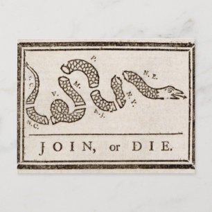 Postal Únase o muera Benjamin Franklin Personalizado polí