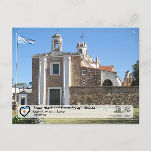 Postal UNESCO - Bloque jesuita y Estancias de Córdoba (Anverso)