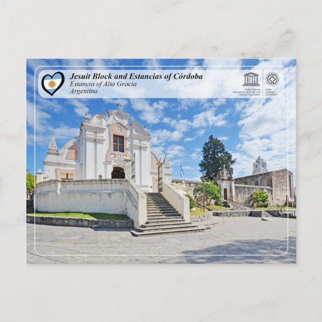 Postal UNESCO - Bloque jesuita y Estancias de Córdoba (Anverso)